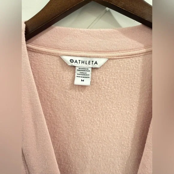 ATHLETA Purana V-Neck Wrap Sweatshirt - Orchid Pink medium Like New - Picture 2 of 5